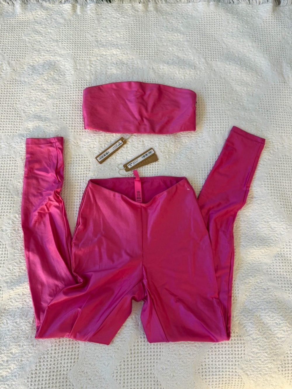 SKIMS Bright Pink Bandeau & Leggings Set